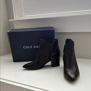 Cole Haan Elyse Sleek Black Ankle Booties - Size 6